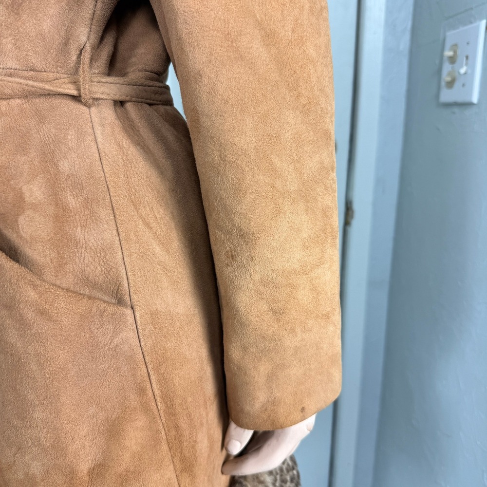 Vintage 70s Scully Penny Lane Jacket 14 Fur Suede Leather Tie Coat Y2K K3-16 - Picture 5 of 10